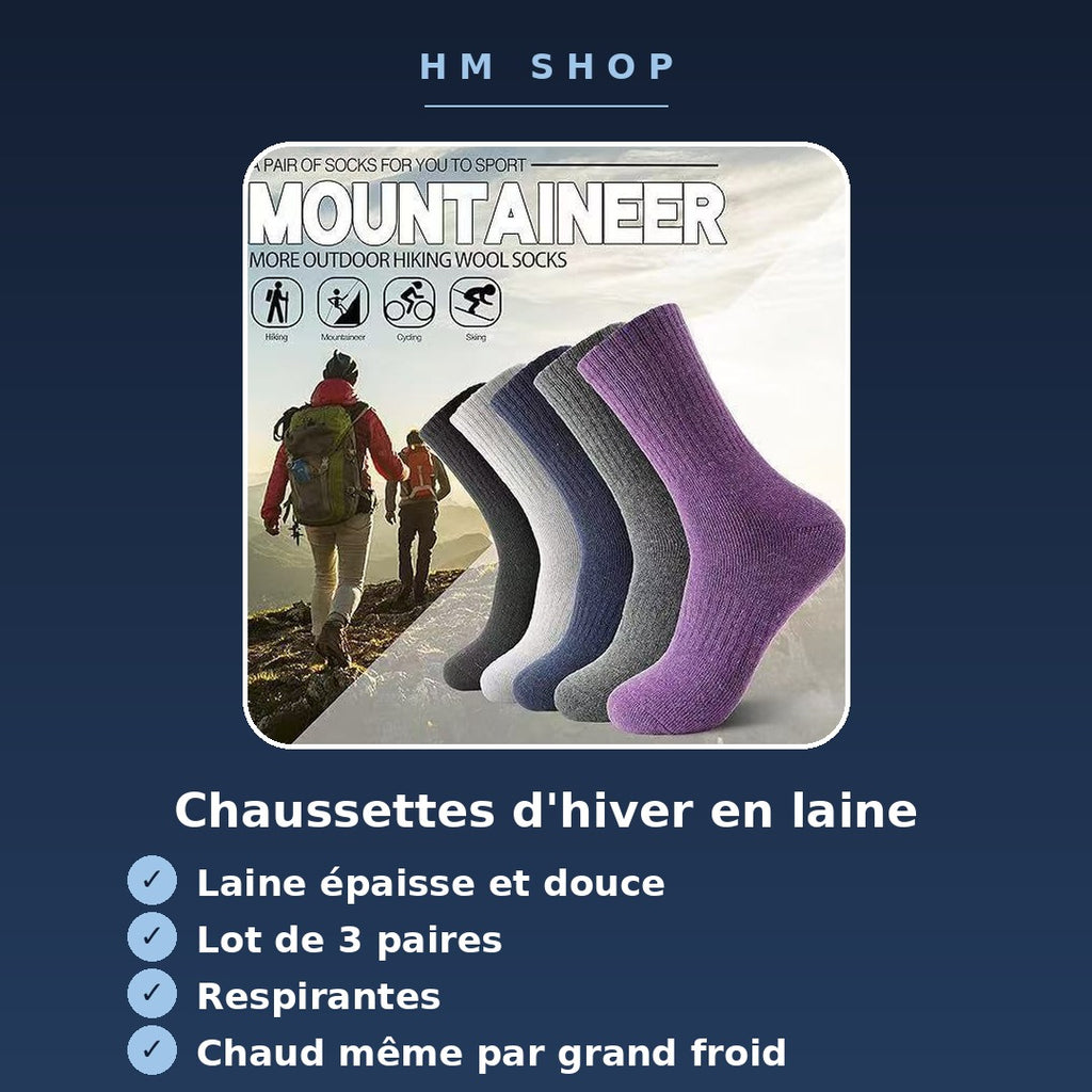Chaussettes d'hiver en laine – Lot de 3