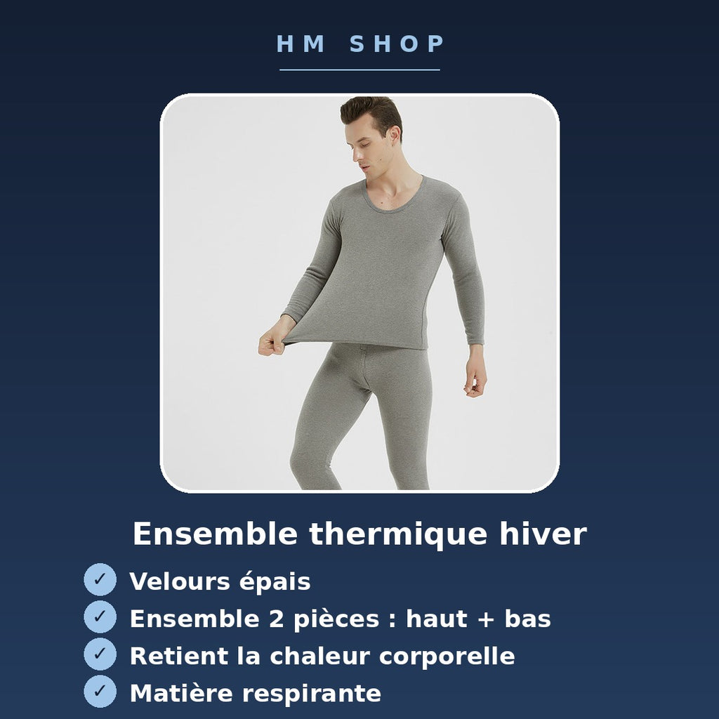 Ensemble thermique hiver – Haut et bas en velours épais